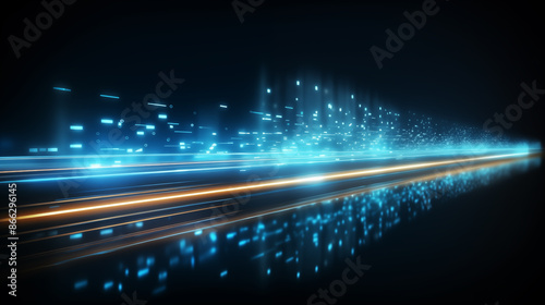 Abstract background with vibrant, luminous streaks in contrasting colors.