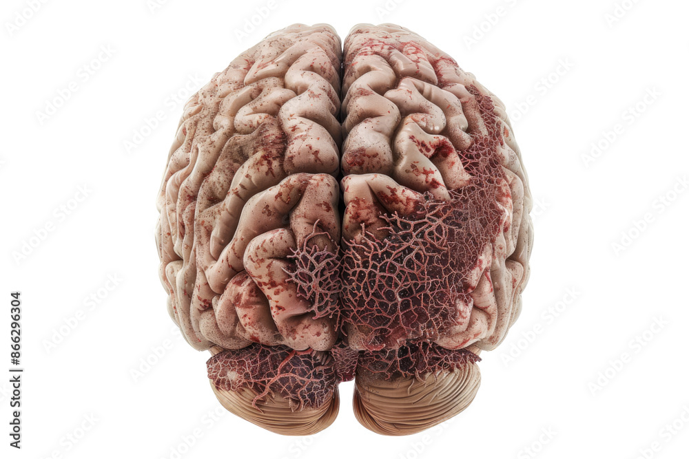 Fototapeta premium Human brain made of neurla network isolated on transparent background