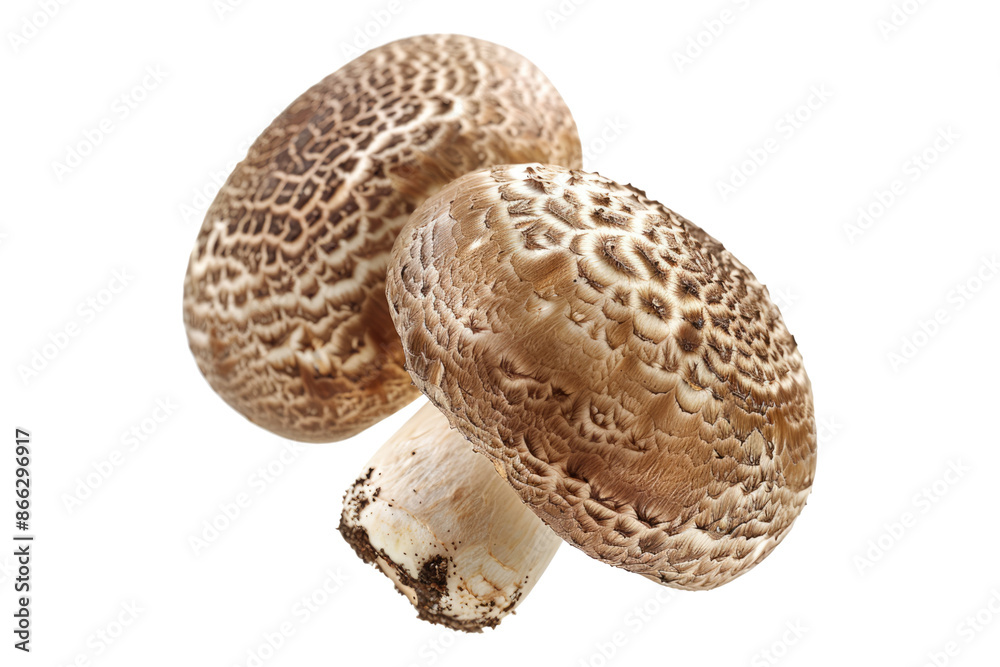 Macro closeup shitake mushroom isolated on transparent background Macro closeup shitake mushroom isolated on transparent background