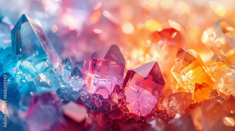Abstract colorful crystals, gems, and jewels in various shapes and sizes. Macro close up of gemstone texture with vibrant color palette, illuminating, sparkling, and reflecting light. Abstract colorful crystals, gems, and jewels in various shapes and sizes. Macro close up of gemstone texture with vibrant color palette, illuminating, sparkling, and reflecting light.