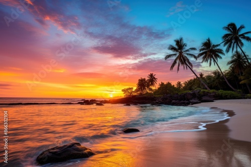 Sandy tropical beach outdoors horizon tropics.