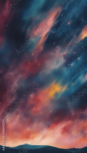 Night sky abstract painting shape