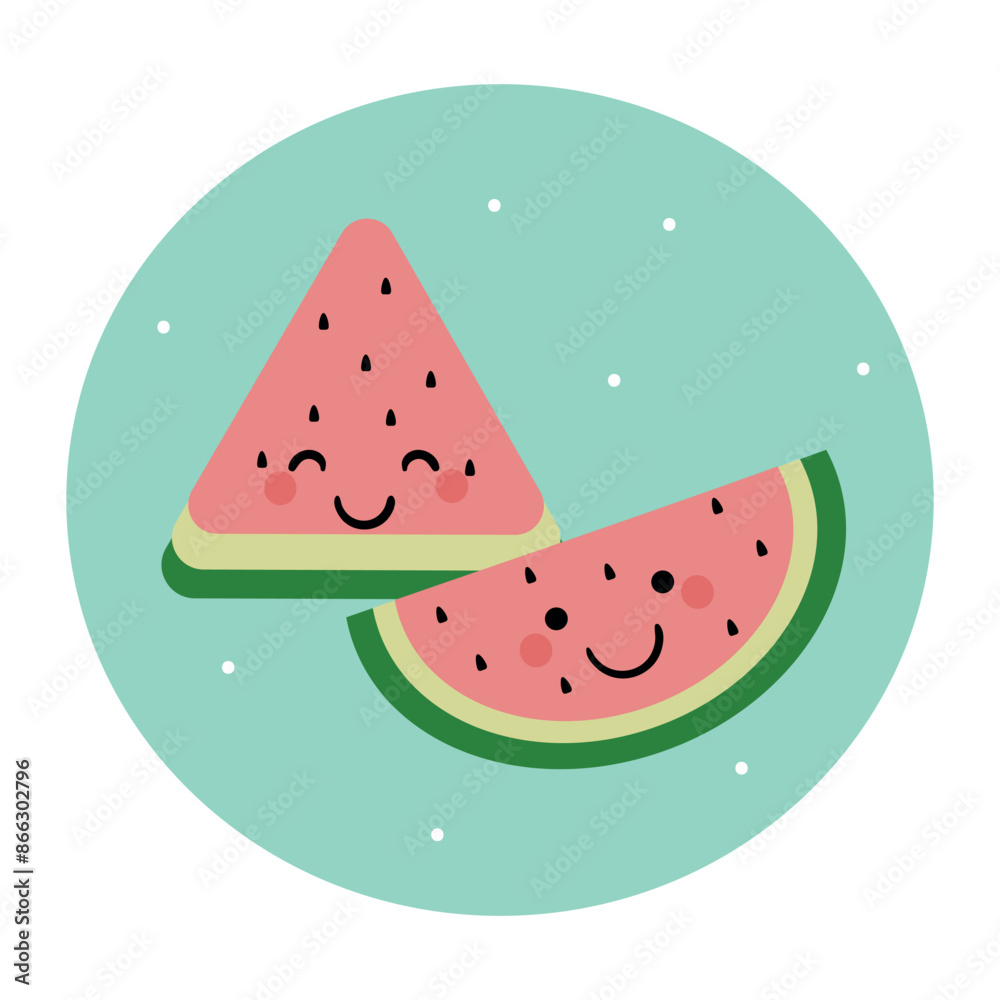 Illustration with handwritten cute pink watermelon. cute watermelon wallpapers, backgrounds and cards Illustration with handwritten cute pink watermelon. cute watermelon wallpapers, backgrounds and cards
