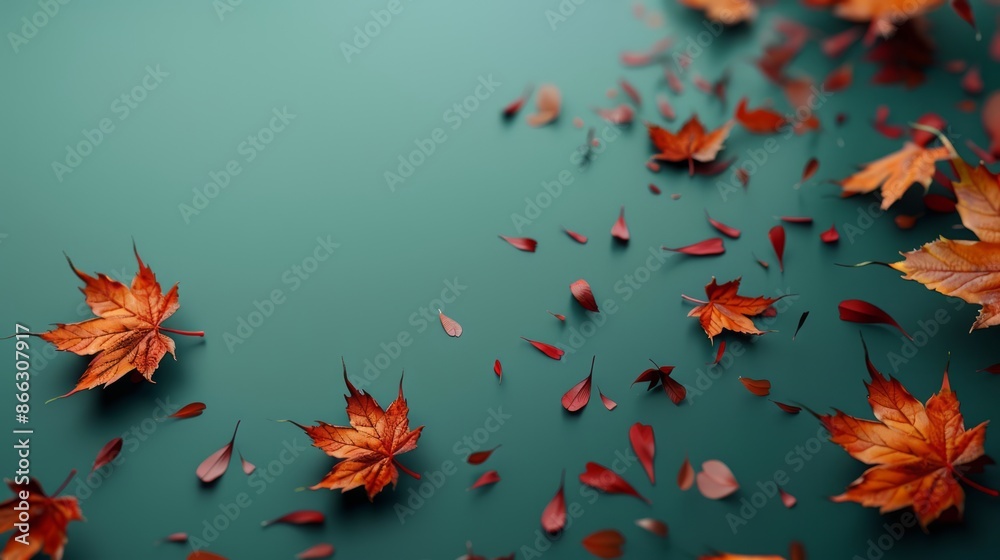 The wallpaper features maple leaves arranged with space for letters, on a green background. The wallpaper features maple leaves arranged with space for letters, on a green background.
