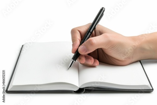 Hand Writing in Notebook with Fountain Pen