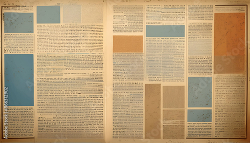 stack of weathered old newspapers with visible texture old paper background with a worn, grunge texture, reminiscent of aged newspaper pages