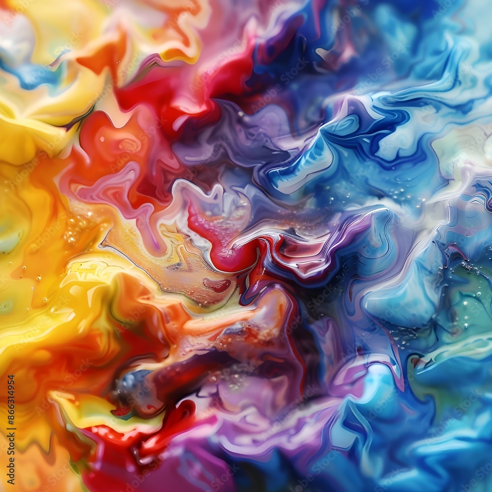 Obraz premium A vibrant mix of swirling colors creating a mesmerizing abstract pattern.