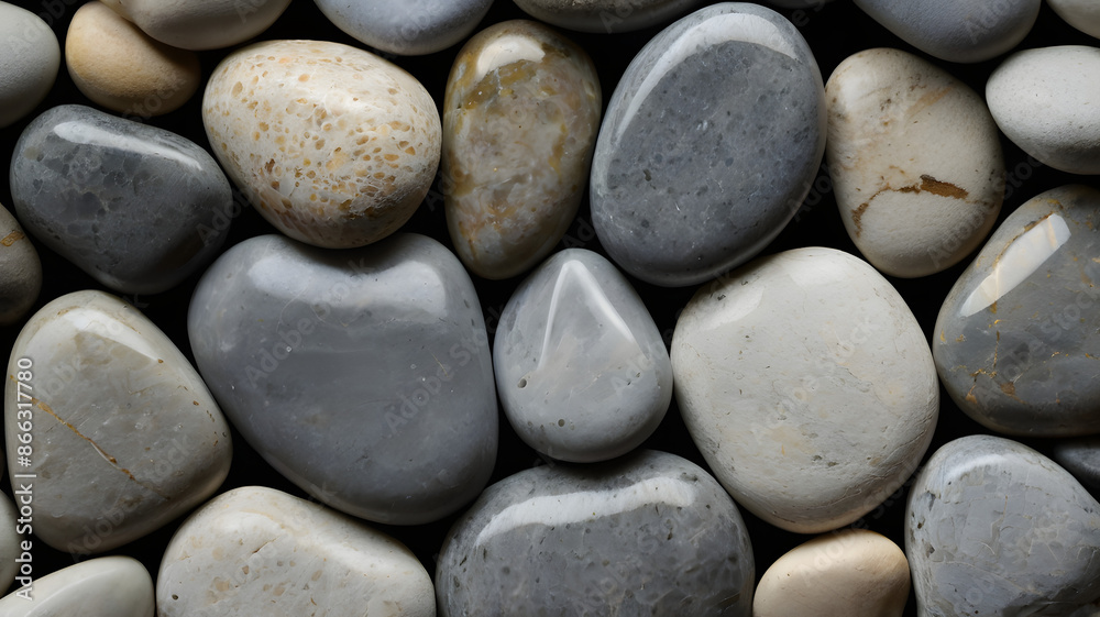 smooth river stones with varying shades of grey and natural patterns smooth river stones with varying shades of grey and natural patterns