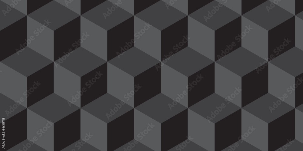Obraz premium Minimal abstract dark black background from cubes victor art. Geometric tiles and mosaic creative stylish seamless pattern block cube background. minimal hexagon Cubes mosaic shape vector design