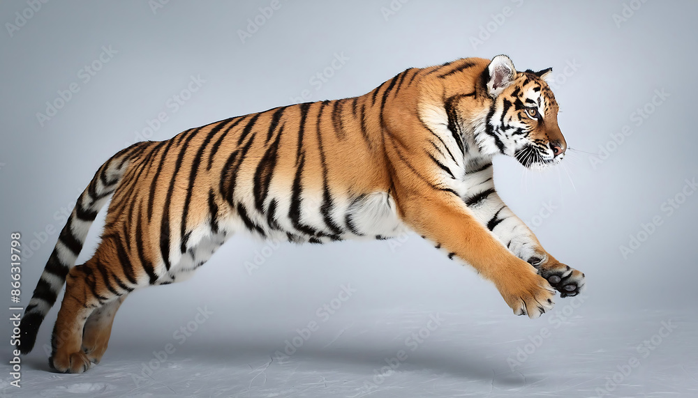 Obraz premium Majestic Amur Tiger Mid-Jump