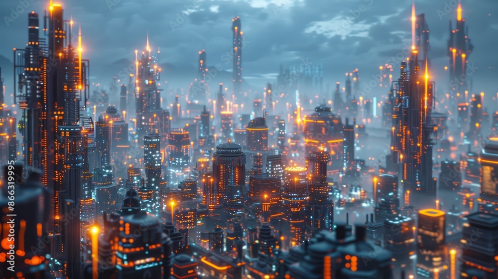 custom made wallpaper toronto digitalA cityscape with many buildings and lights