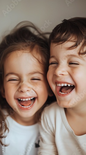 Siblings playing and laughing together, family love, sibling relationships