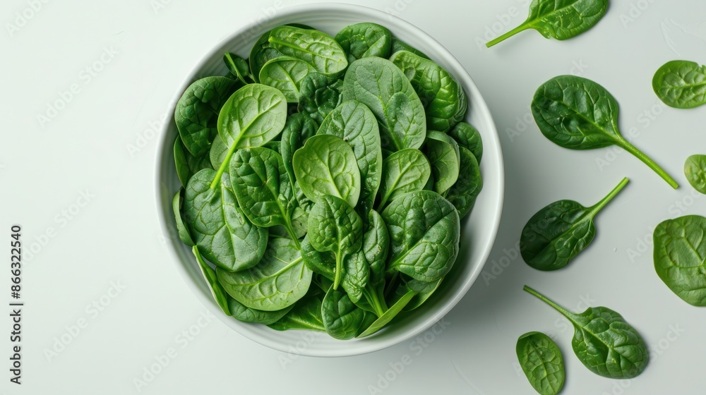 A bowl of fresh spinach leaves A bowl of fresh spinach leaves