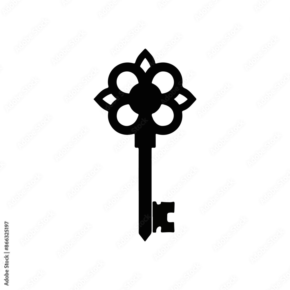 Elegant Key Logo Silhouette for Security Branding Elegant Key Logo Silhouette for Security Branding