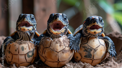 turtles hatching from eggs