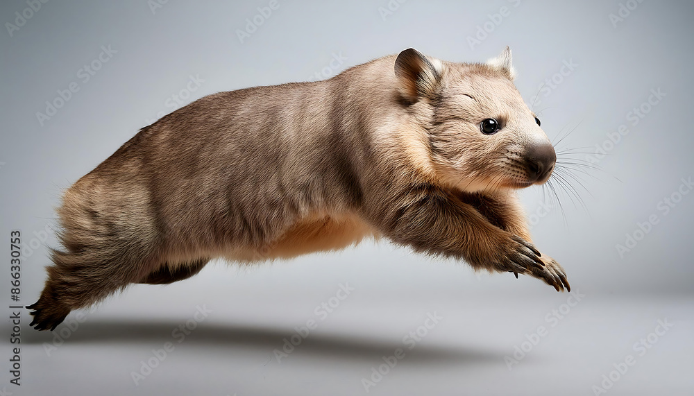 Obraz premium Joyful Jumping Wombat