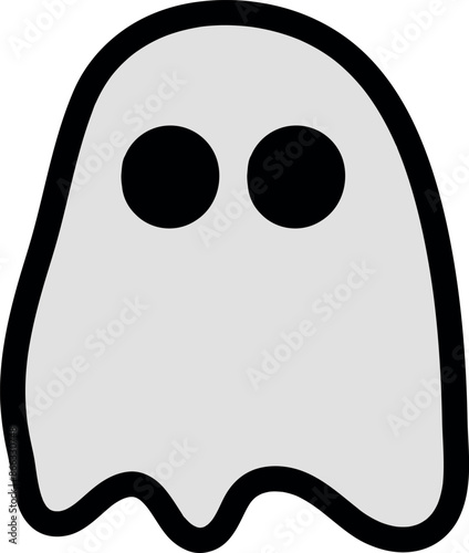 A simple drawing of a ghost with two large black eyes