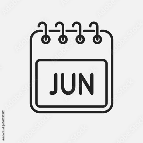 Vector template icon page calendar, month June