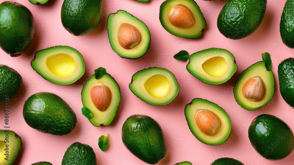 Fresh assorted Avocado background from top view, natural fruit with high vitamin and nutrition, Healthy diet food concept