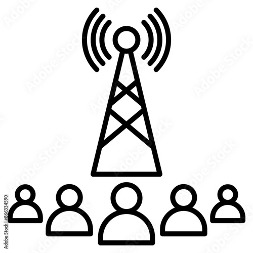 public service icon black line and black glyph