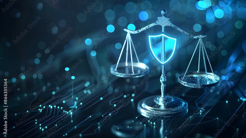 The delicate balance between security and convenience in a digital world, illustrated as a scale with data on one side and a shield on the other The delicate balance between security and convenience in a digital world, illustrated as a scale with data on one side and a shield on the other