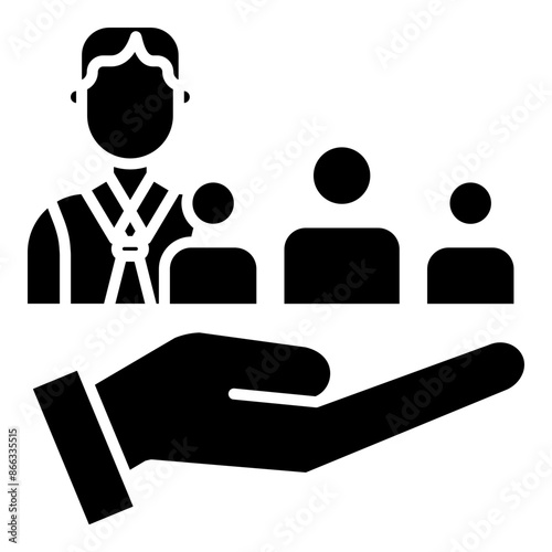 public service icon black line and black glyph
