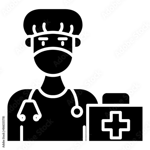 public service icon black line and black glyph