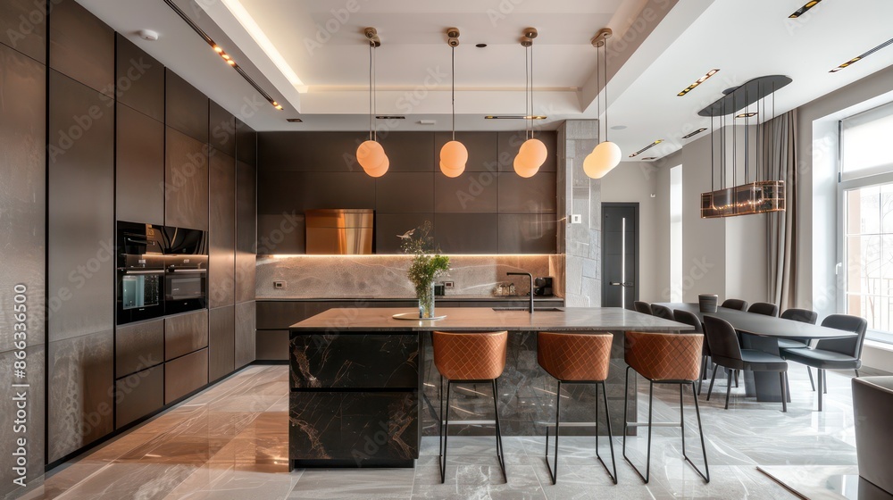 kitchen interior of modern house apartment, luxurious kitchen design