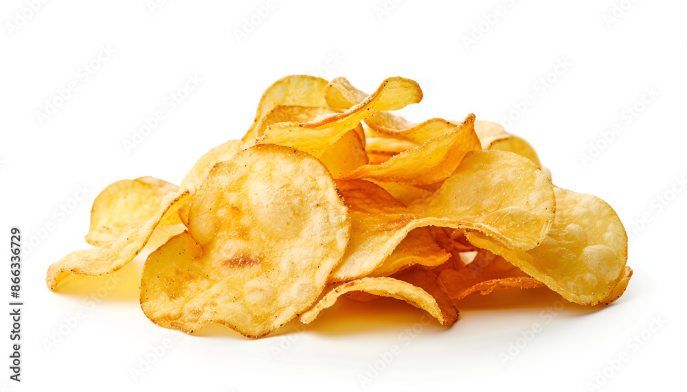 Potato chips isolated on white background Potato chips isolated on white background