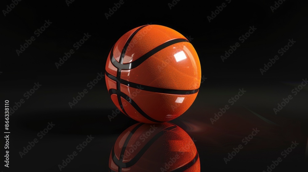 Basketball Ball On A Black Background, 3D Render, High Quality Background