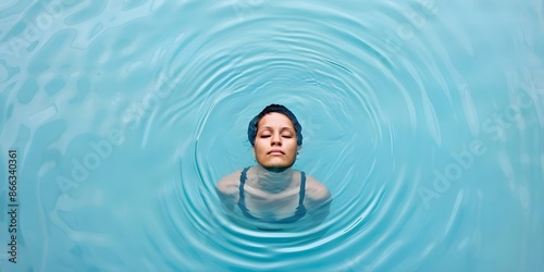 Woman sinking into the depths of a lake. Concept Drowning, Surreal, Water, Lake, Deep