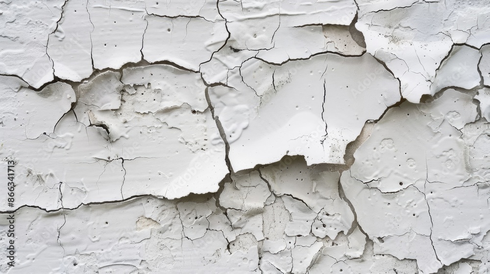 Texture of white paint with cracked and flaking surface Texture of white paint with cracked and flaking surface
