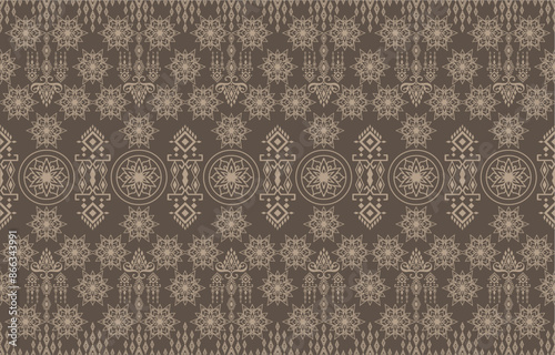 Geometric ethnic oriental pattern traditional Design for background,carpet,wallpaper,clothing,wrapping,Batik,fabric,Vector embroidery style. 