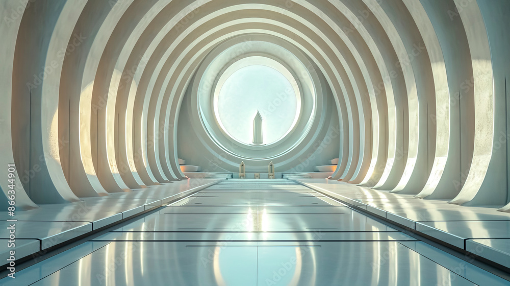 Naklejka premium Futuristic Space Station Command Center Interior
