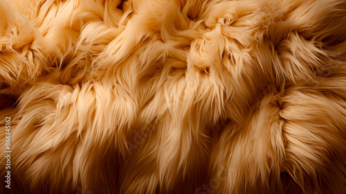 Close-Up of Luxurious Golden Fur Texture
