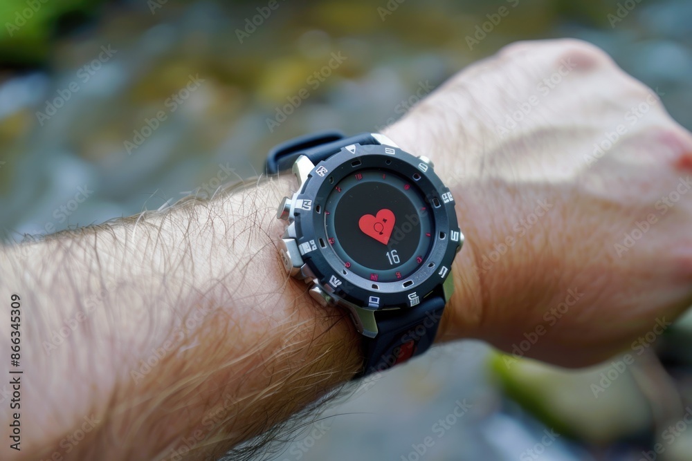 gps smartwatch with lcd display showing a heart icon gps smartwatch with lcd display showing a heart icon