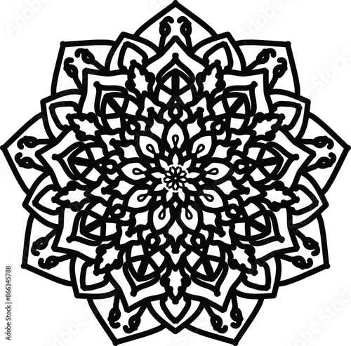 Mandala. Vintage Round Ornament Pattern. Stylized Ornamental Flower. Decorative element for any kind of design. Coloring book.