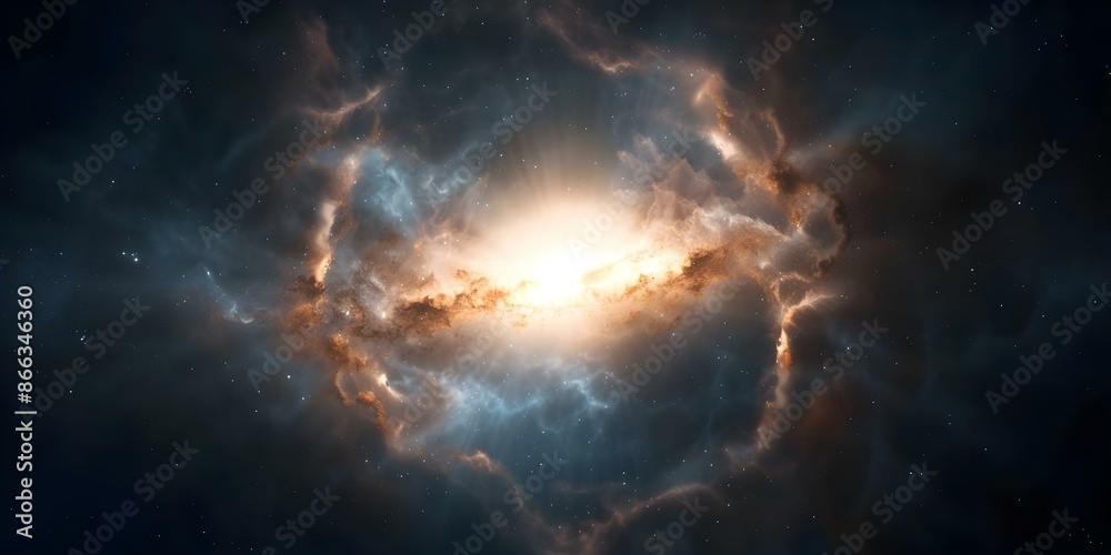 Fototapeta premium Explore abstract cosmic landscapes in an interstellar voyage through space and time. Concept Abstract Art, Cosmic Landscapes, Interstellar Voyage, Space and Time, Exploration