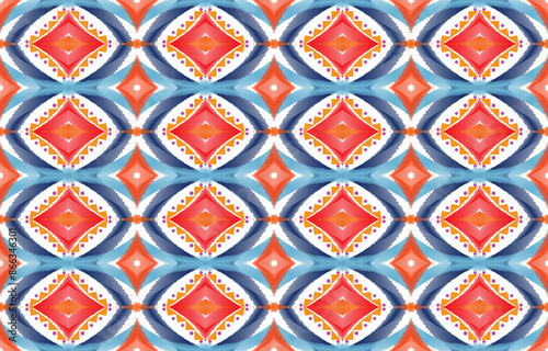 Geometric ethnic oriental pattern traditional Design for background,carpet,wallpaper,clothing,wrapping,Batik,fabric,Vector embroidery style. 