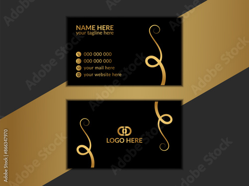 gold style minimalist print template, Luxury business card design.