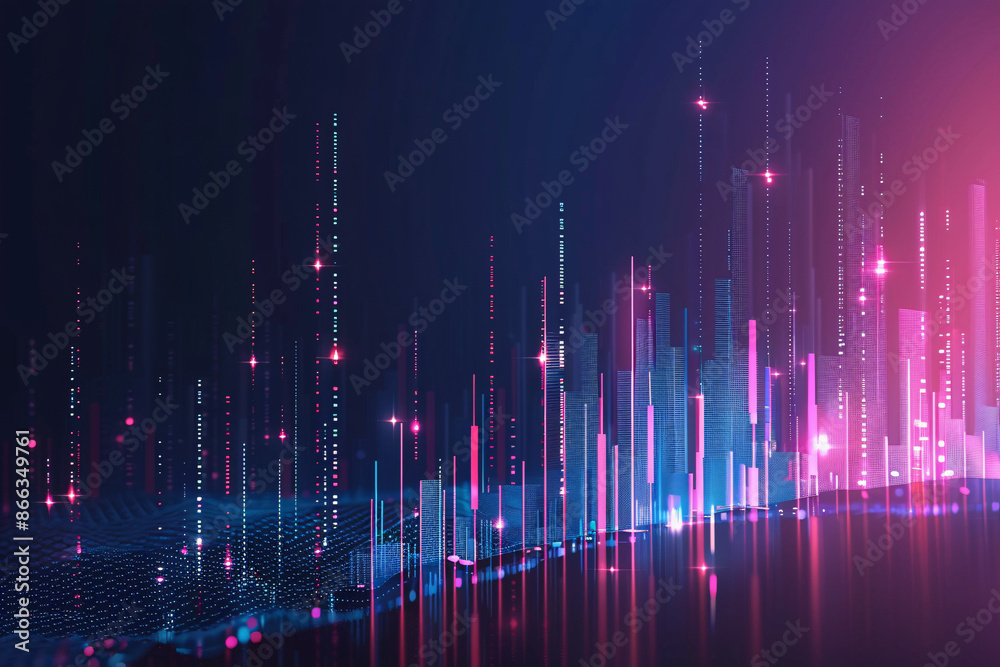 An abstract digital landscape with vibrant pink and blue lights symbolizing modern technology data and digital innovation An abstract digital landscape with vibrant pink and blue lights symbolizing modern technology data and digital innovation