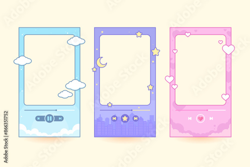 cute music play with blank frame for album photo template