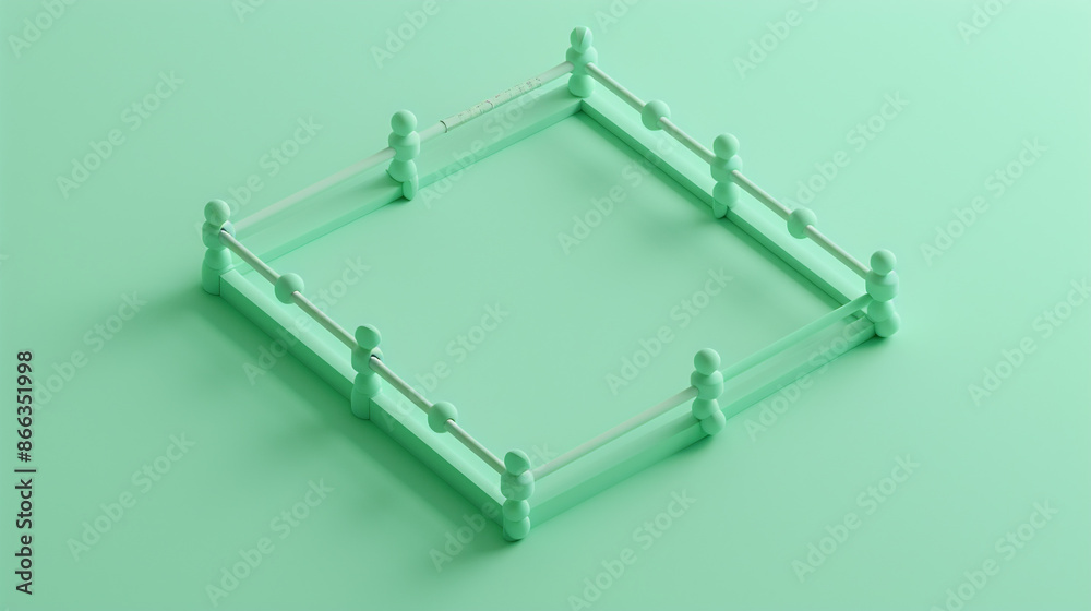 Minimalistic educational tools forming a precise square on a pastel green surface. Minimalistic educational tools forming a precise square on a pastel green surface.