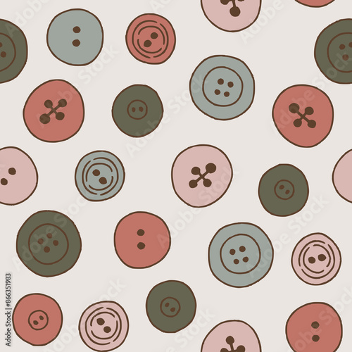 Bunch of Buttons Seamless Pattern Vector illustration Design