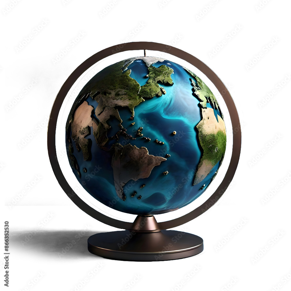 A transparent detailed globe on a stand with shadow A transparent detailed globe on a stand with shadow
