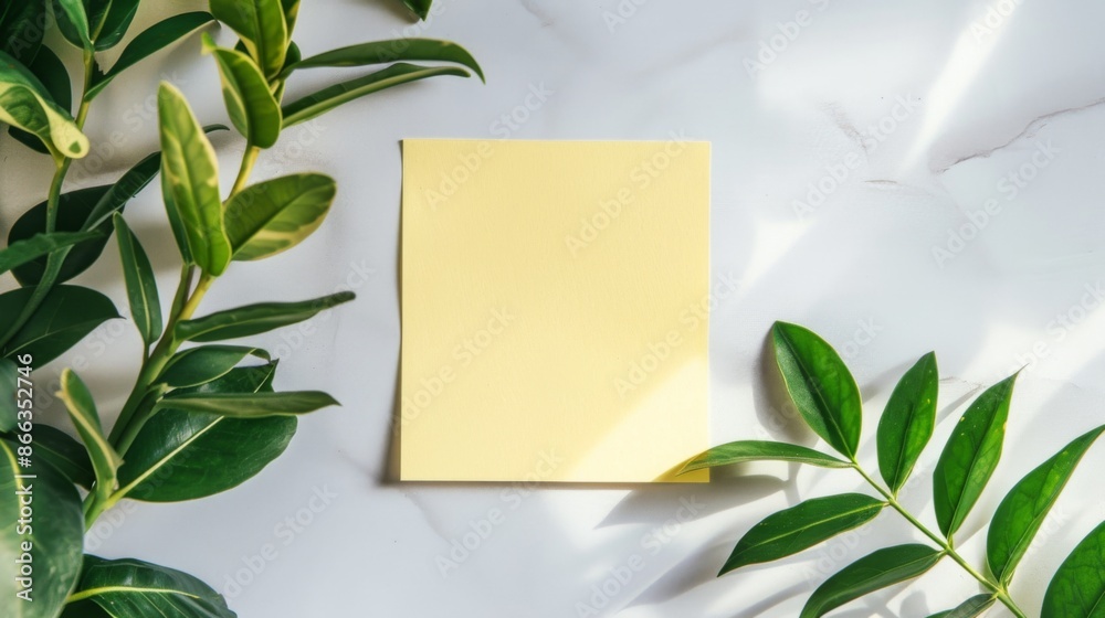 Yellow post-it on the wall. Yellow post-it on the wall.