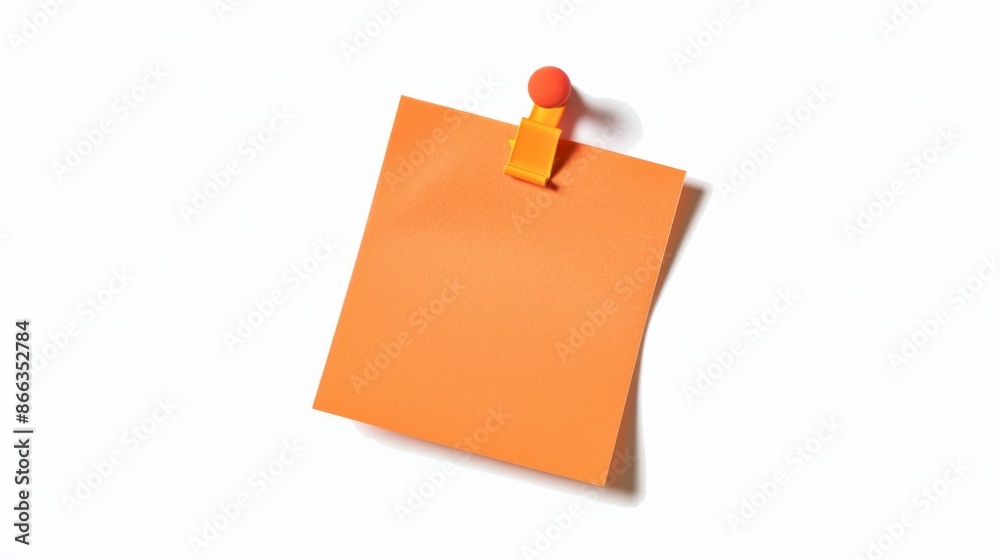 An orange post-it on the wall. An orange post-it on the wall.