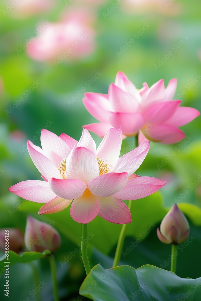 Golden lotus flowers with delicate features Golden lotus flowers with delicate features