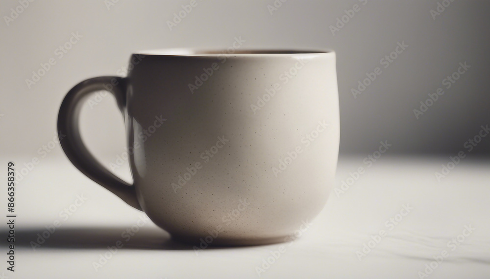 minimal design of ceramic mug, mockup of beautiful handmade ceramic on white background
