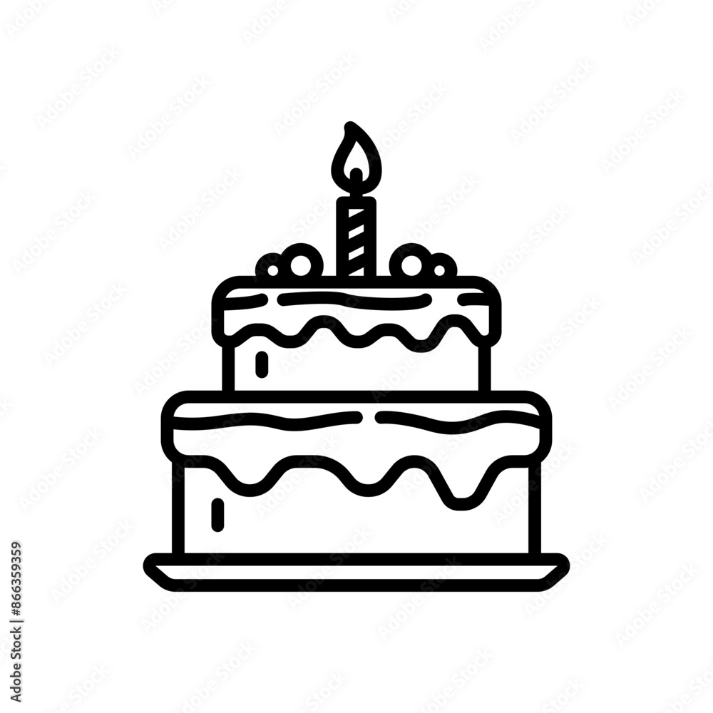 birthday cake icon vector in line style birthday cake icon vector in line style